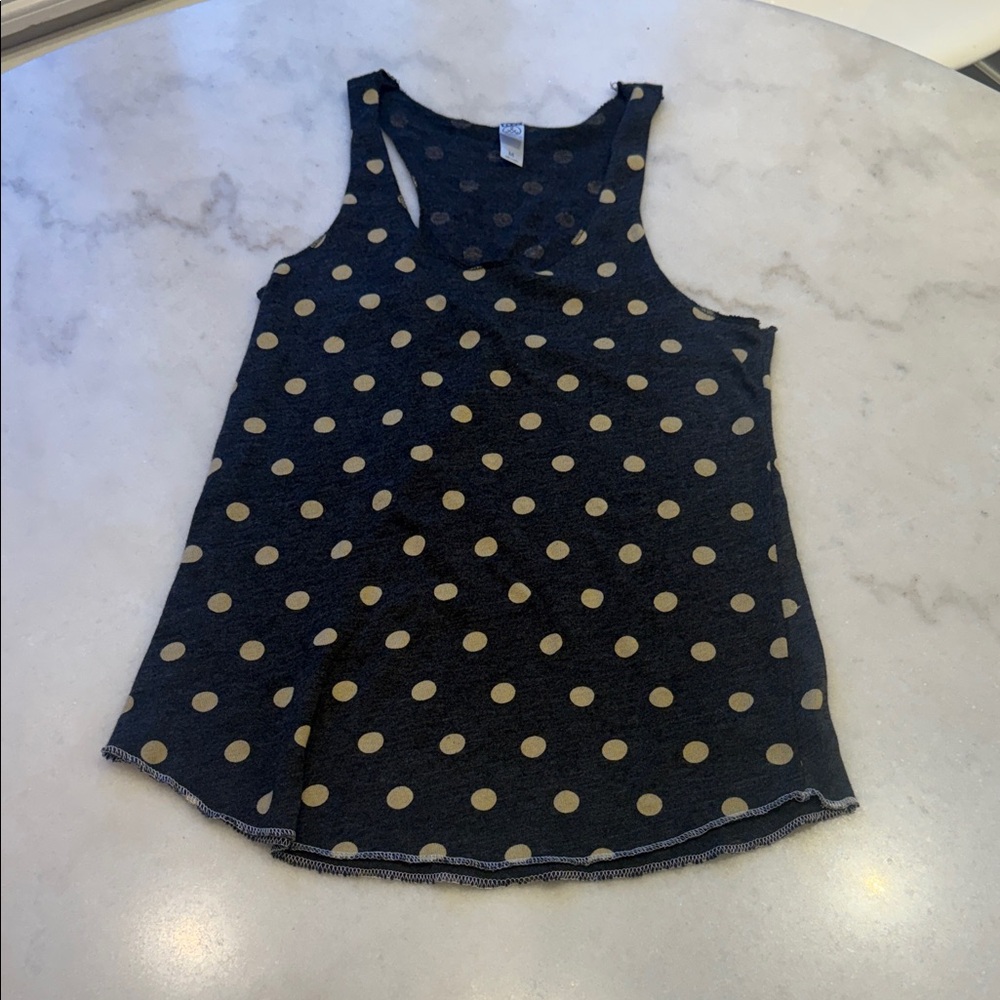 NWOT Alternative Apparel charcoal and Gold Polka Dot Tank